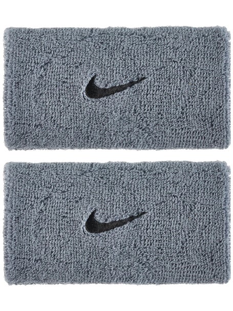 Nike Swoosh Doublewide Wristbands 2Pk Grey/Black