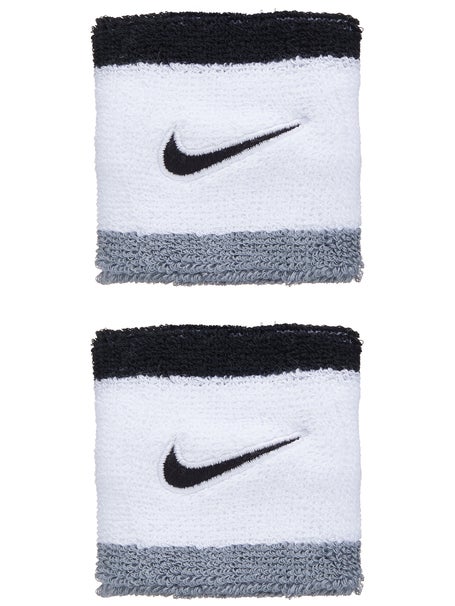Nike Swoosh Singlewide Wristbands 2 Pk White/Grey/Black