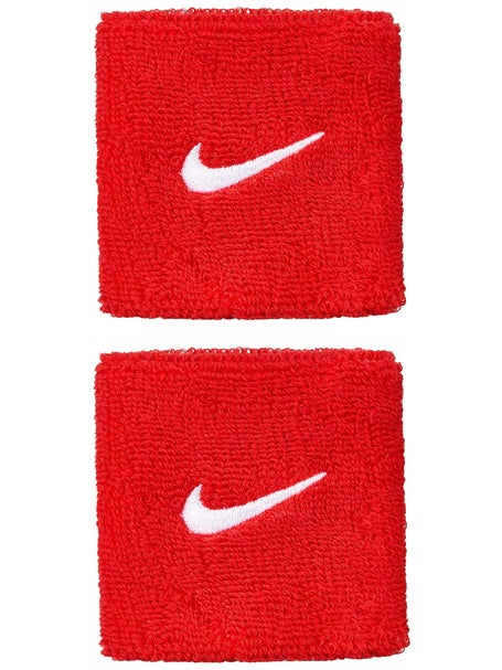 Nike Swoosh Singlewide Wristbands 2 Pk Red/White