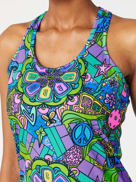 Pickleball Bella Womens Racerback Tank - Groovy