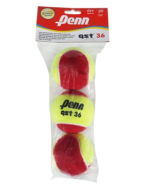Penn Quick Start Tennis 36 Red Felt Ball 3 Pack
