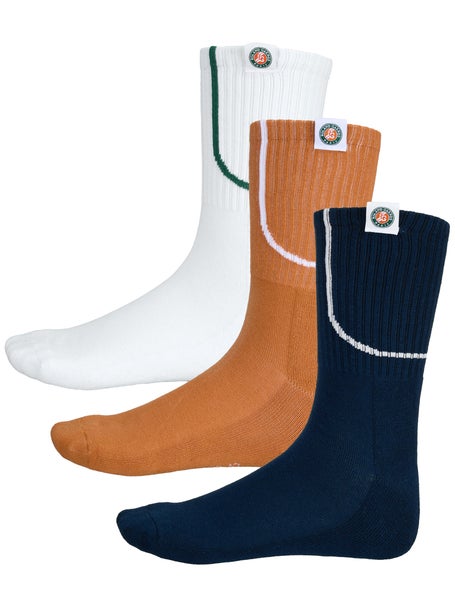 Roland Garros Mens Sport Crew Socks 3 Pack