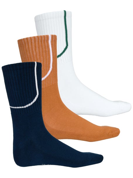 Roland Garros Mens Sport Crew Socks 3 Pack