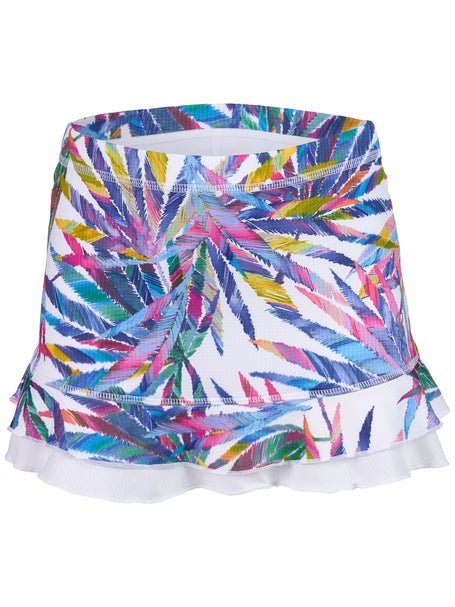 Sofibella Girls UV Double Ruffle Skirt-Amazonia Leaves