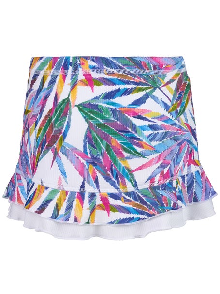 Sofibella Girls UV Double Ruffle Skirt-Amazonia Leaves
