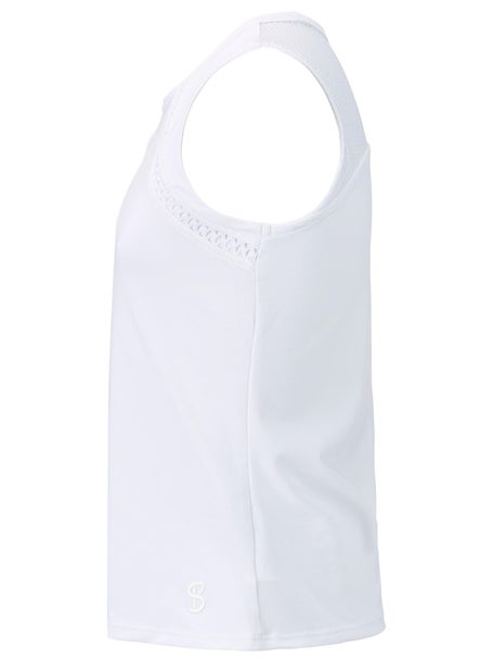 Sofibella Girls Tres Blanc Trellis Trim Tank