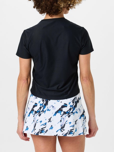 Sofibella Womens Electric Blue Black Magic Mesh Top