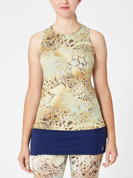 Sofibella Womens UV Feather Tank - Gold Animal