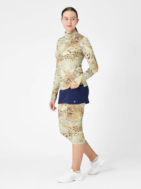 Sofibella Womens UV Feather 1/4 Zip - Gold Animal