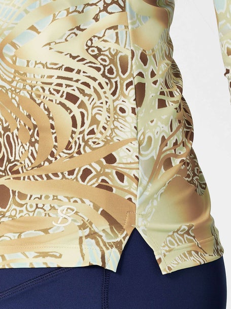 Sofibella Womens UV Feather 1/4 Zip - Gold Animal