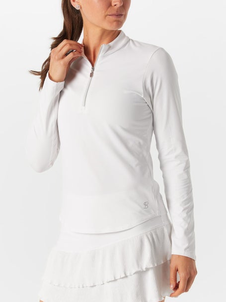 Sofibella Womens UV Half Zip Long Sleeve - White