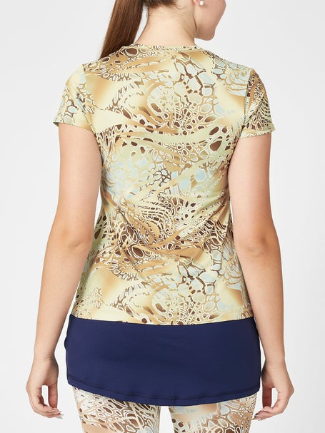 Sofibella Womens UV Feather Top - Gold Animal